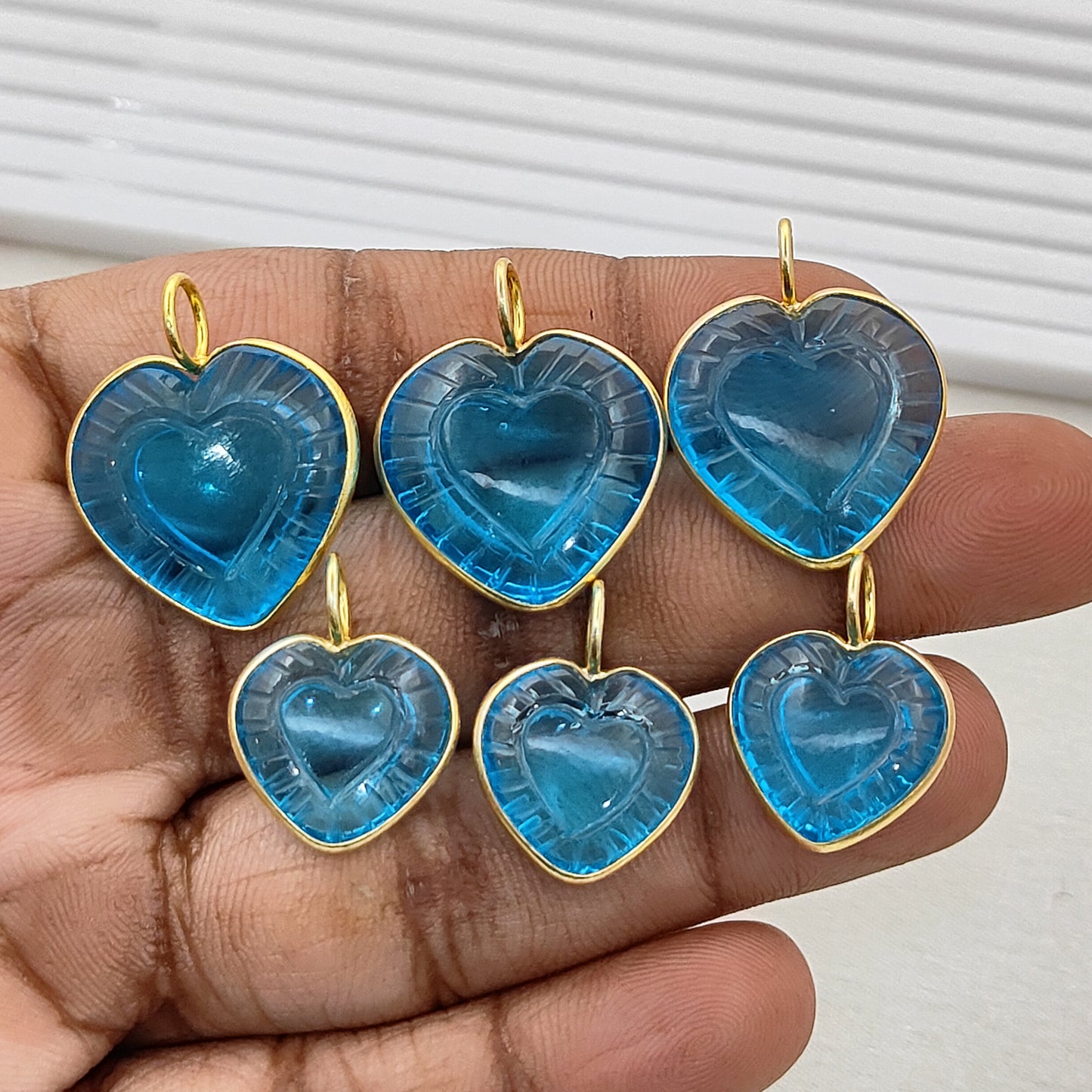 Handmade Swiss Blue Topaz Heart Pendant Gold Plated Silver Dainty Gemstone Jewelry- Selling Per Piece