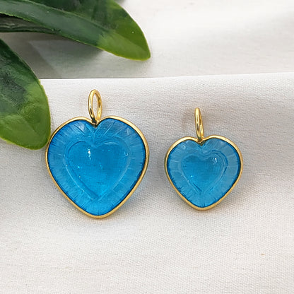 Handmade Swiss Blue Topaz Heart Pendant Gold Plated Silver Dainty Gemstone Jewelry- Selling Per Piece