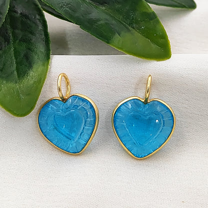 Handmade Swiss Blue Topaz Heart Pendant Gold Plated Silver Dainty Gemstone Jewelry- Selling Per Piece