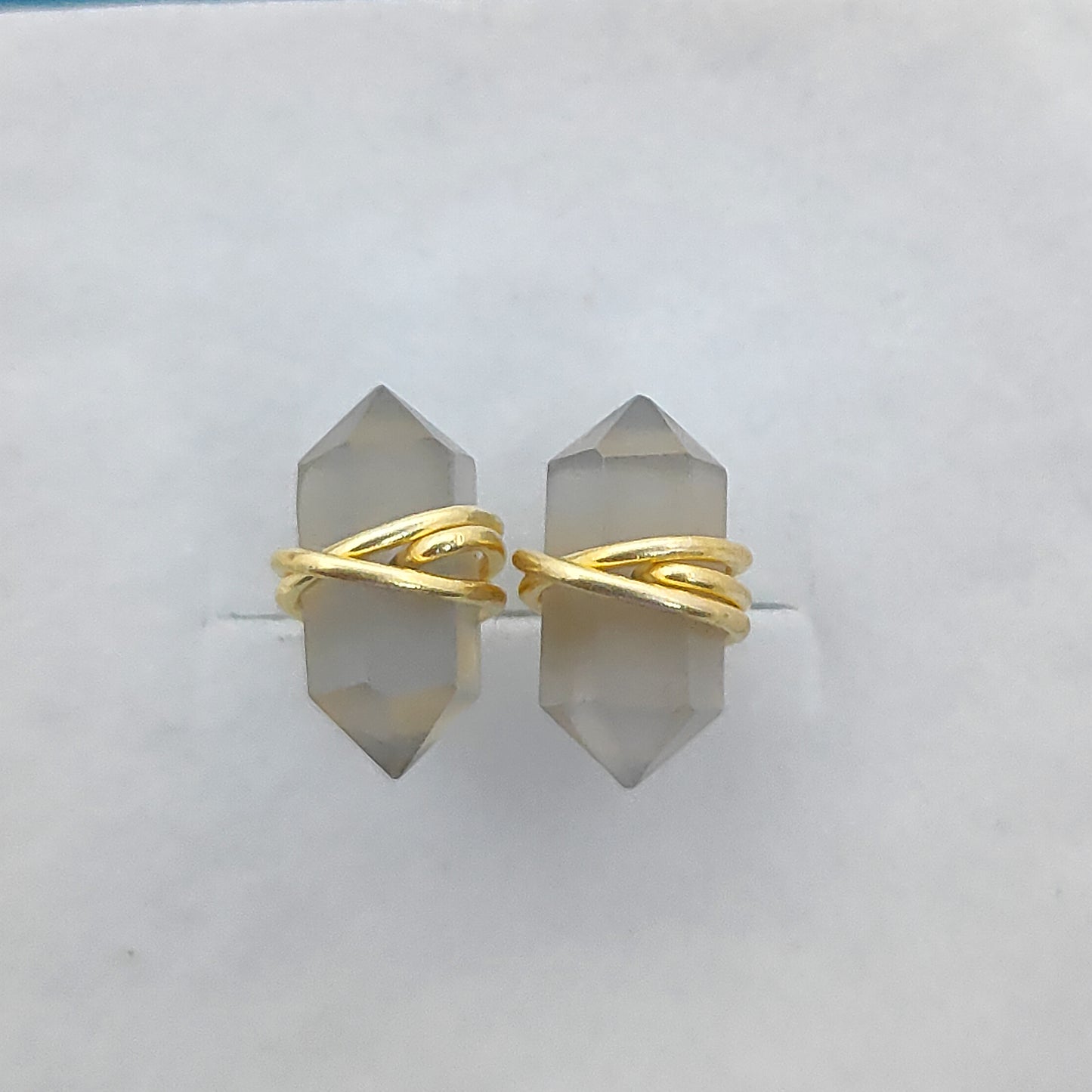 Chocolate Moonstone Gold Vermeil Stud Earrings Dainty Handmade Healing Gemstone Jewelry for Women – Selling Per Pair