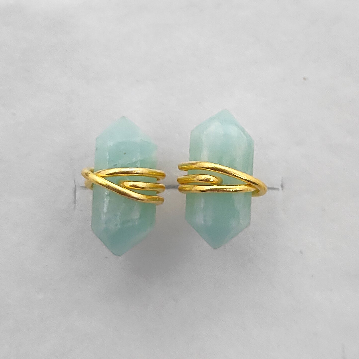 12x5mm Amazonite Stud Earrings for Women Handmade Gold Vermeil Healing Gemstone Jewelry- Selling Per Pair