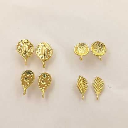 18K Gold Plated Textured Stud Connector Charms for DIY Earrings Handmade Dangle Earring Findings- Selling Per Pair (14x7mm)