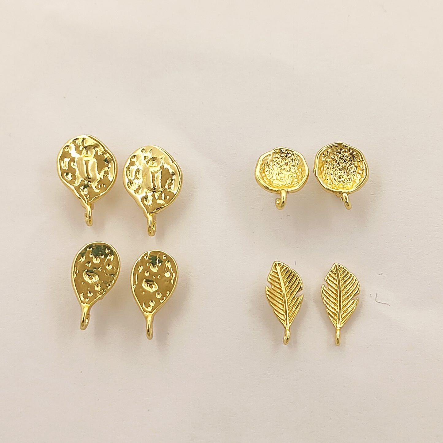 Elegant 18K Gold Plated Textured Stud Connectors for DIY Earrings Modern Minimalist Dangle & Drop Earring Findings- Selling Per Pair (13x5mm)