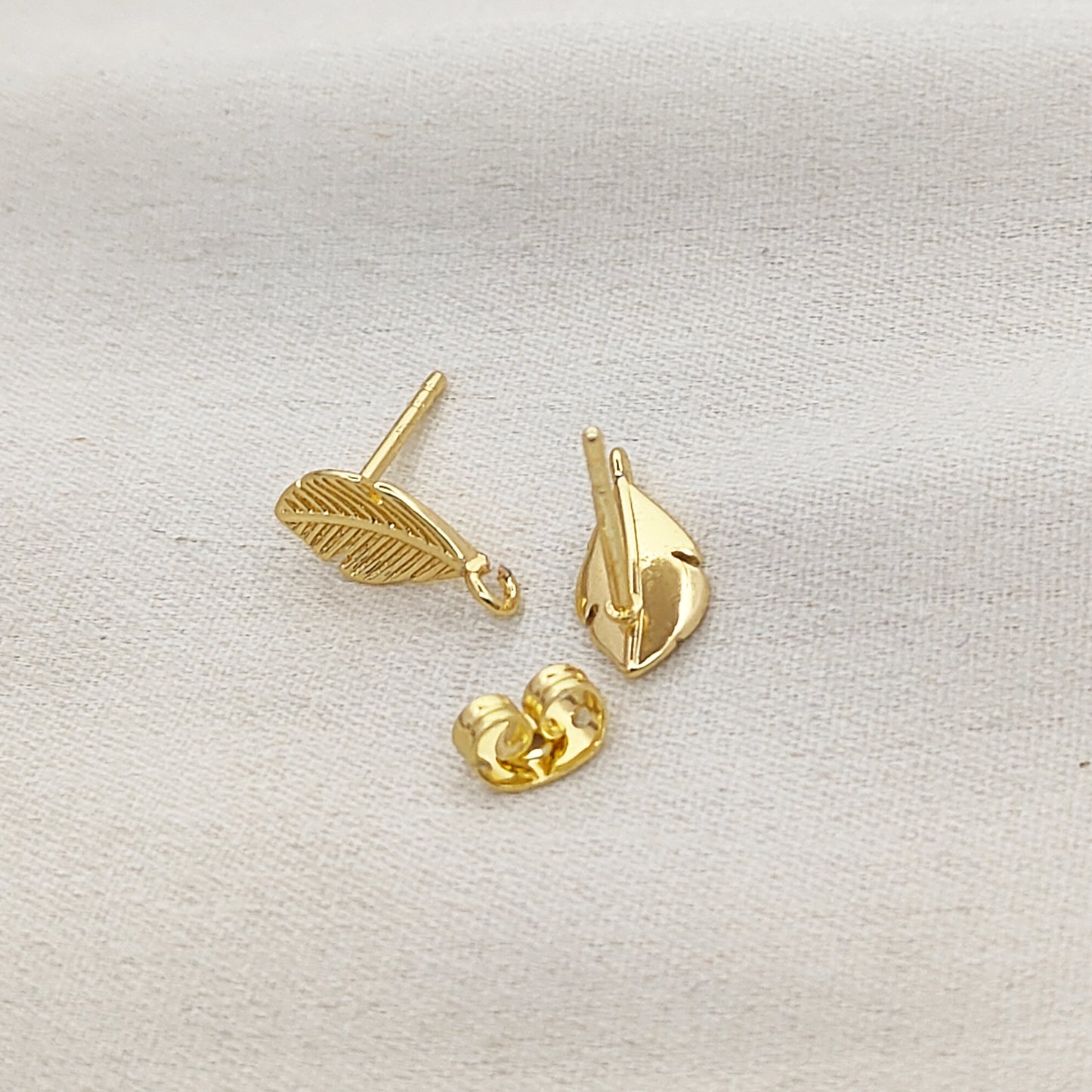 Elegant 18K Gold Plated Textured Stud Connectors for DIY Earrings Modern Minimalist Dangle & Drop Earring Findings- Selling Per Pair (13x5mm)