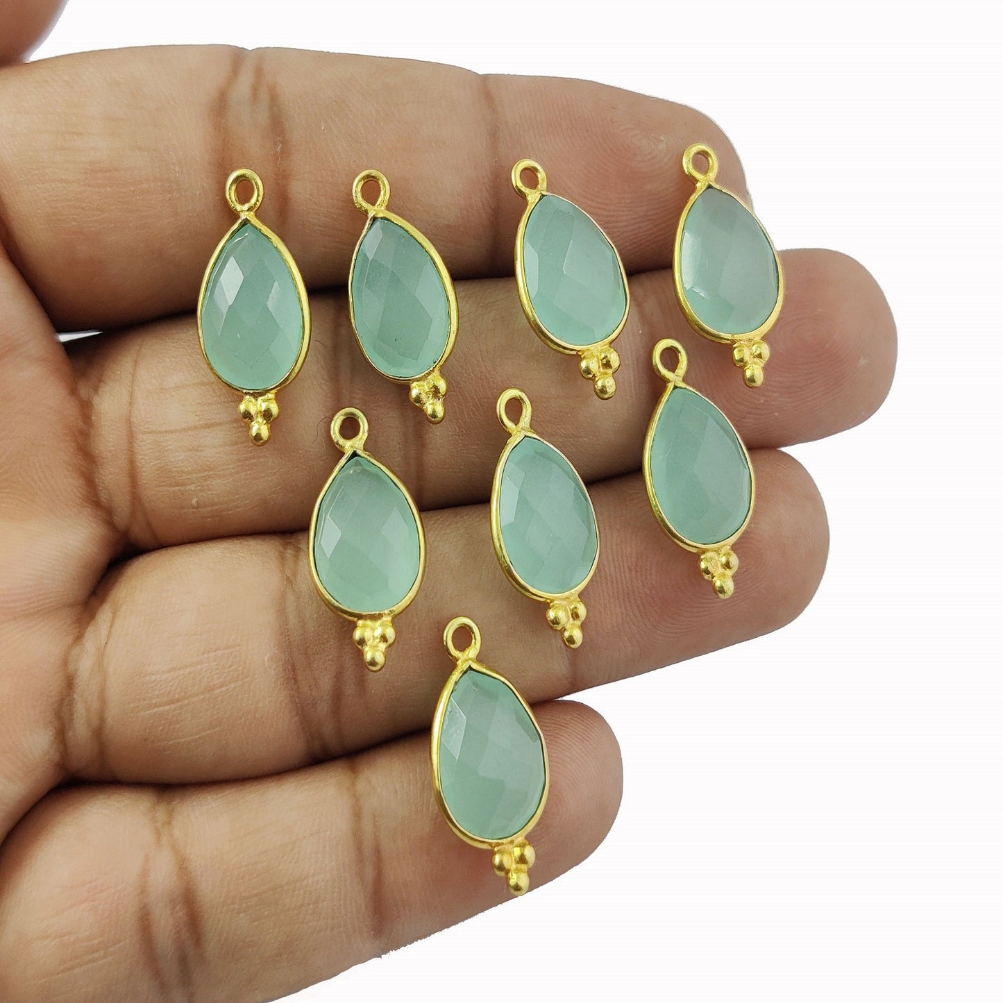 Gold Plated Minimalist Jewelry with Aqua Chalcedony - Perfect for Everyday