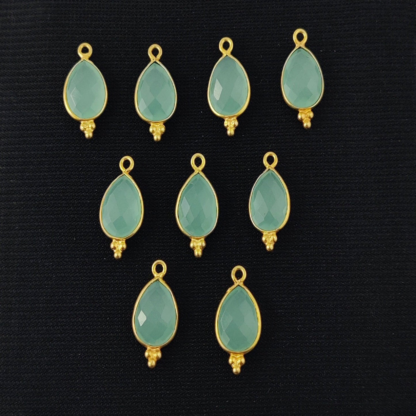 Handcrafted Aqua Chalcedony Pendant - Dainty Gold Plated Design