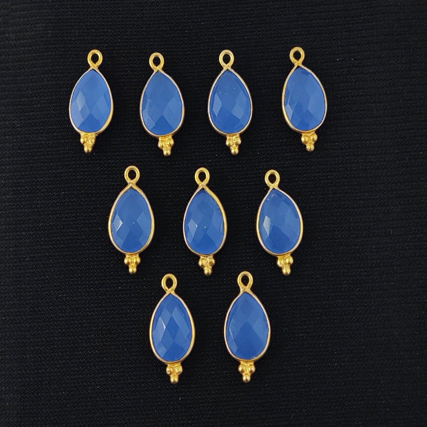 Handcrafted Blue Chalcedony Pendant - Dainty Gold Plated Design