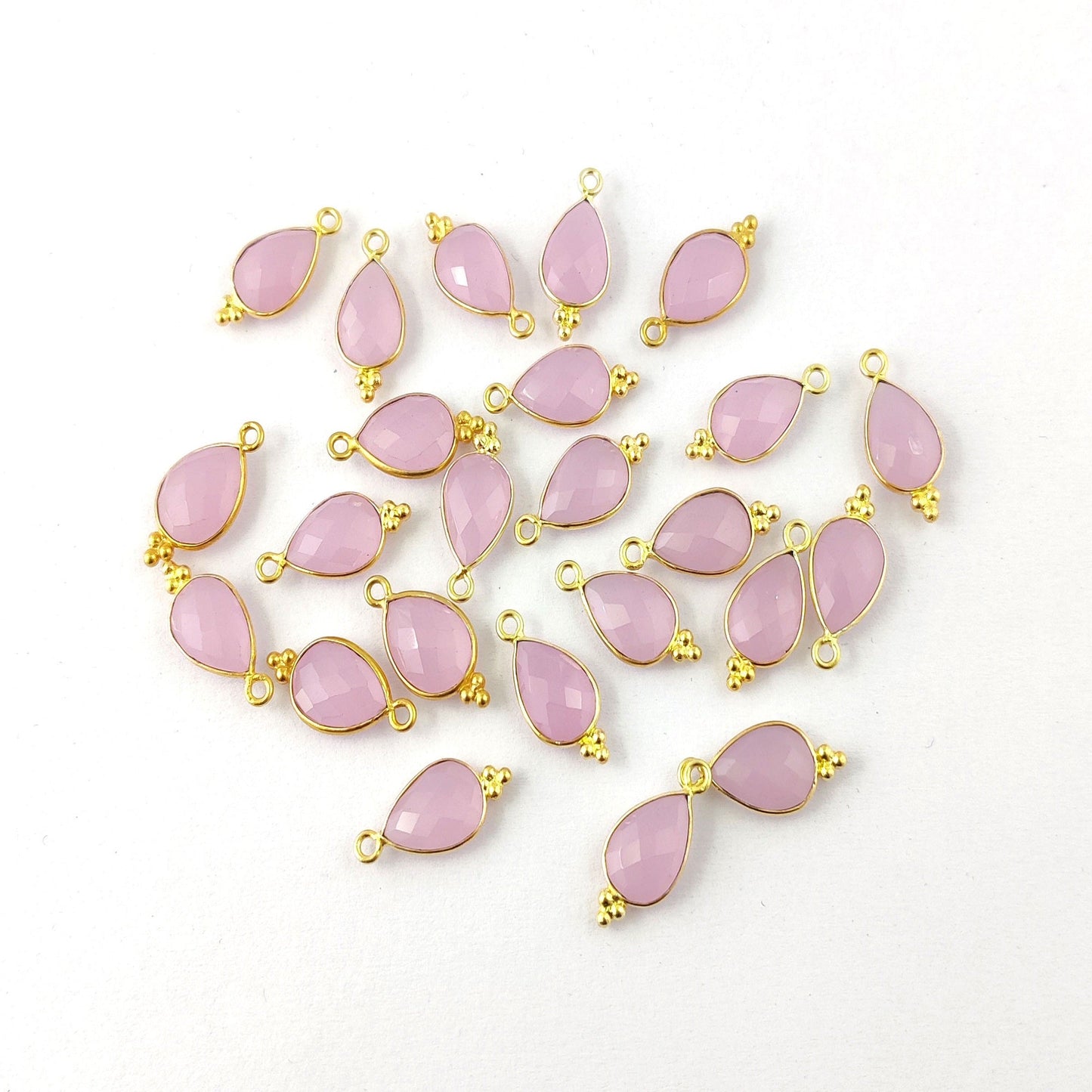 Beautiful Pink Chalcedony Pendant - Gold Plated Bezel Set for Dainty Jewelry