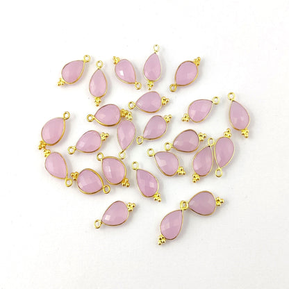 Beautiful Pink Chalcedony Pendant - Gold Plated Bezel Set for Dainty Jewelry