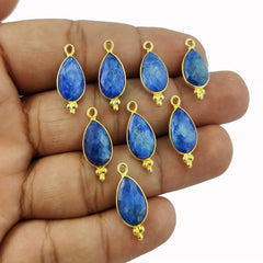 September Birthstone Blue Sapphire Pendant Gold Plated Pear Shape Gemstone Jewelry – Selling Per Piece