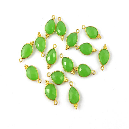 Solid Gold Plated 8x12mm Pear Shape Bezel Set Multi Gemstone Tiny Pendant for Jewelry Making- Selling Per Piece