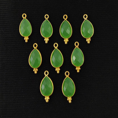 Bezel Set Green Chalcedony Pendant - Stunning Pear Shape for Women