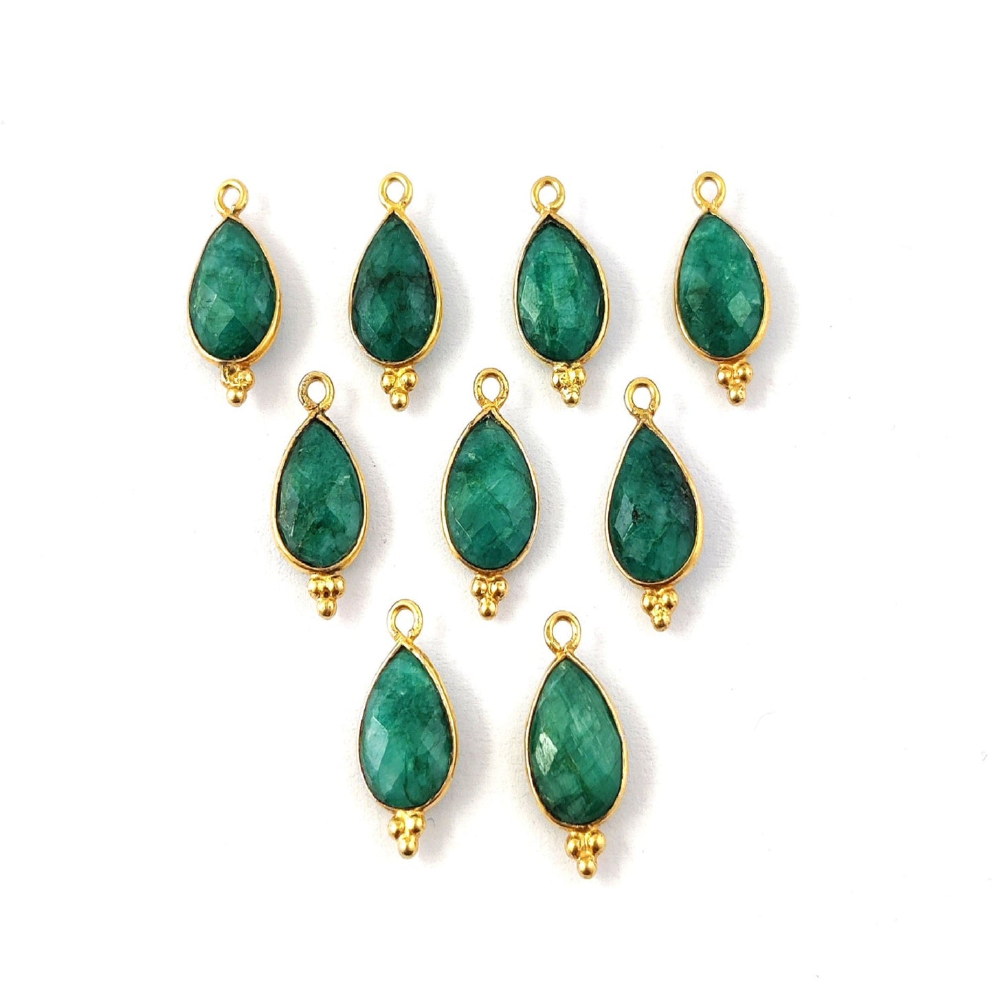 Solid Gold Plated 8x12mm Pear Shape Bezel Set Multi Gemstone Tiny Pendant for Jewelry Making- Selling Per Piece