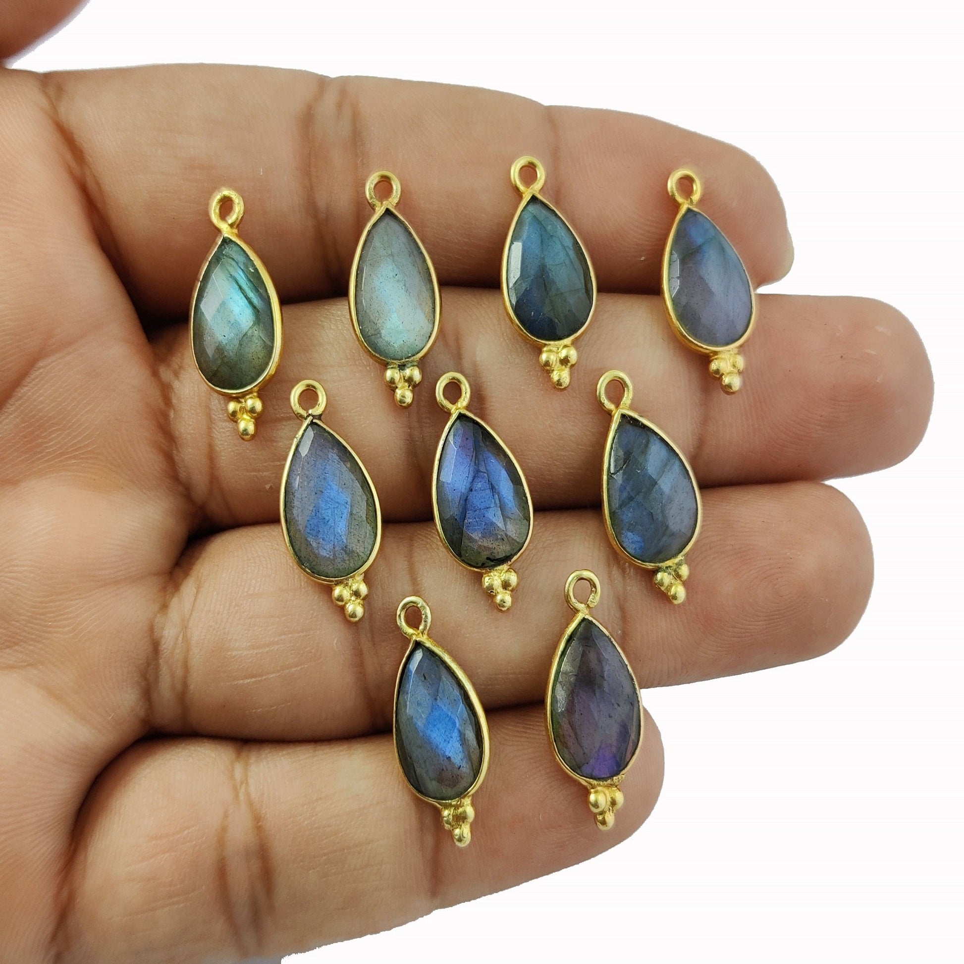 Pear Shape Labradorite Gemstone - Stunning Gold Plated Design