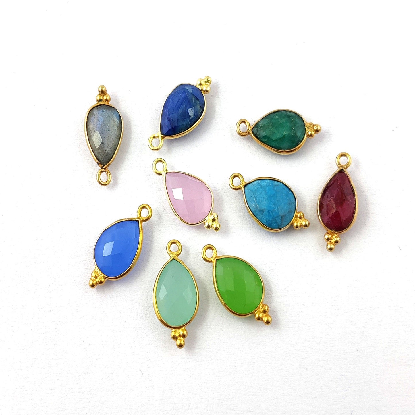 Jewelry Making Supplies - Gold Plated Multi Gemstone Pendant