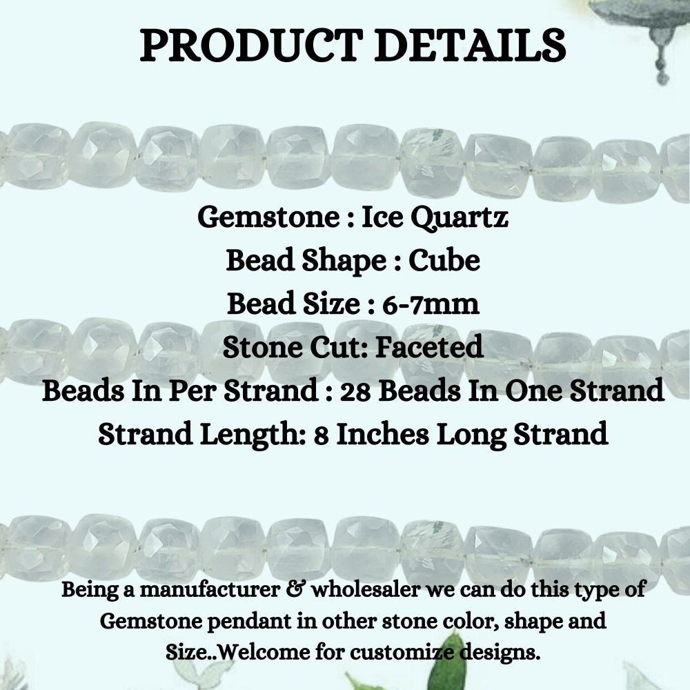 Ice Quartz Crystal Gemstone Beads, Clear Sparkling Beads for DIY Jewelry Making, Bracelets & Necklaces – Selling Per Strand