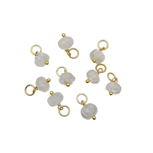 Ice Quartz Gemstone Pumpkin Pendant Handcrafted Bead for Handmade Jewelry Crafts- Selling Per Piece