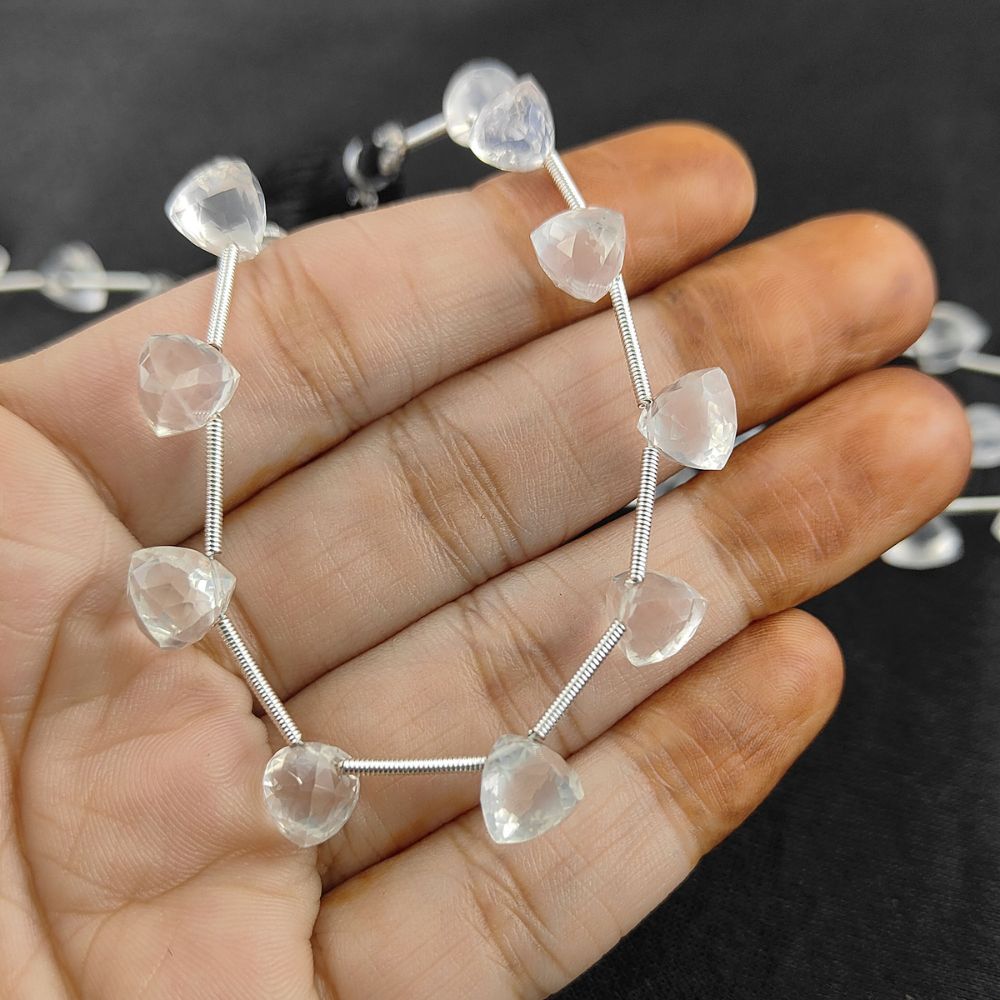 AAA Ice Quartz Faceted Beads – Trillion Cut Natural Gemstones