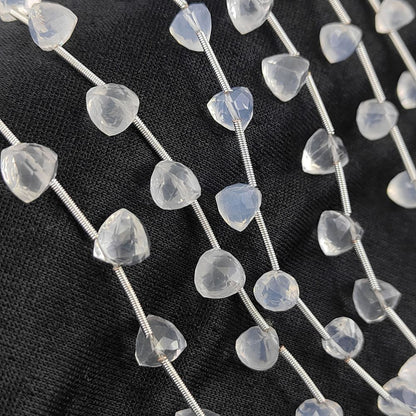 Ice Quartz Trillion Cut Faceted Beads Elegant Crystal Clear Gemstones