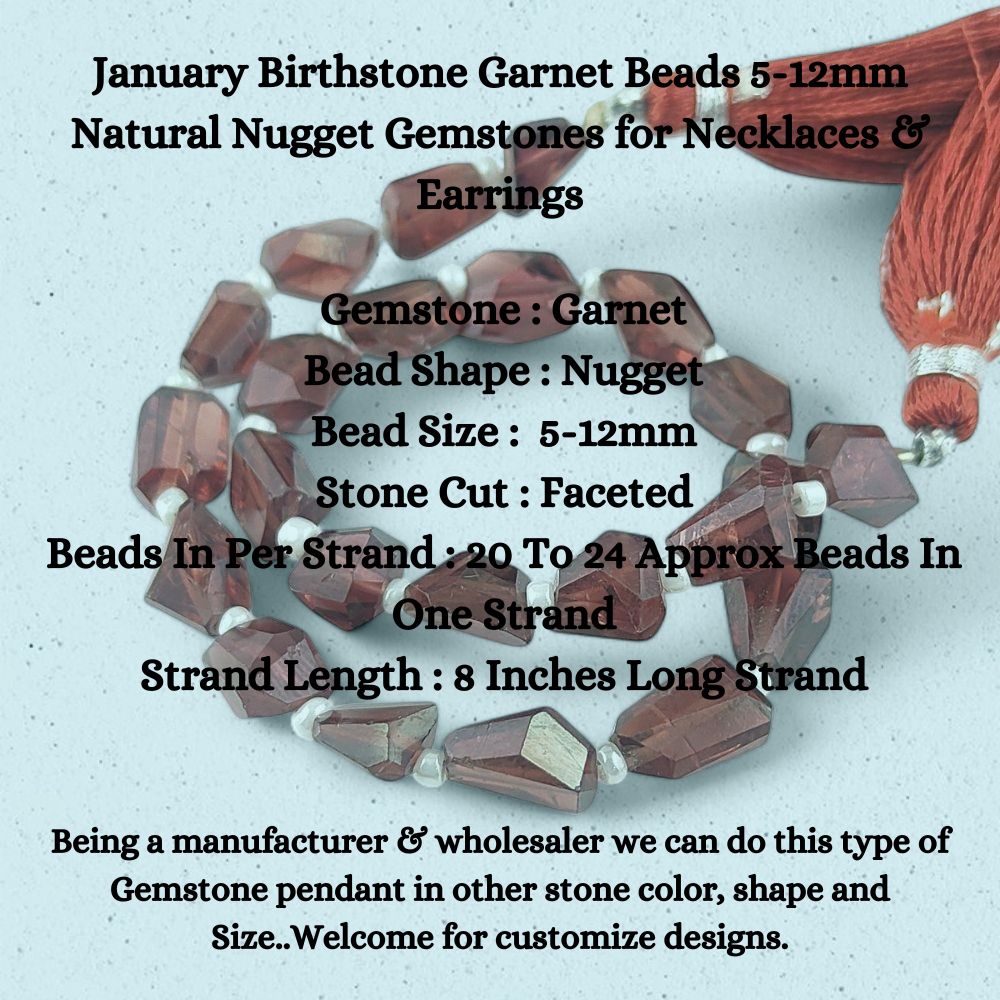 January Birthstone Garnet Beads 5-12mm Natural Nugget Gemstones for Necklaces & Earrings
