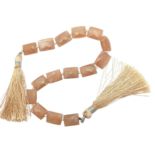 June Birthstone Peach Moonstone Faceted Beads Rectangles Gemstone for Delicate Jewelry