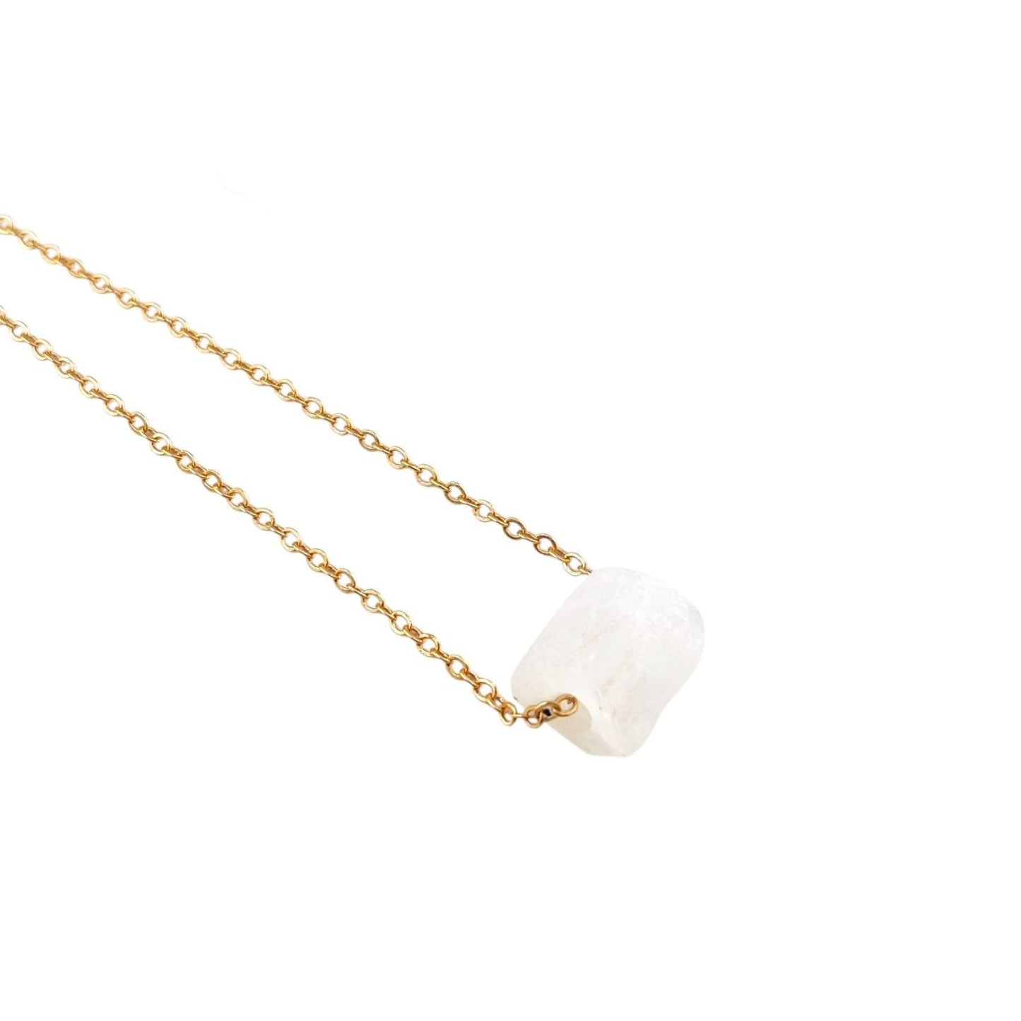 Multi Raw Gemstone Necklace with Gold Plated Adjustable Chain
