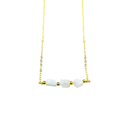 Natural Raw Multi Gemstone Handmade Gemstone Necklace Gold Plated Triple Stone Minimalist Jewelry for Women- Selling Per Piece