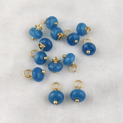 Gold Plated Silver 8mm Roundel Gemstone Bead Charms For Jewelry Making- Selling Per Piece