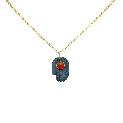 Sterling Silver Labradorite Hamsa Necklace Spiritual Evil Eye Protection Jewelry for Women