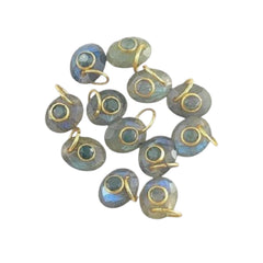 Labradorite Gemstone Pendant Handcrafted Gold Plated Minimalist Jewelry Charm- Selling Per Piece