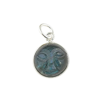 Labradorite Healing Crystal Moon Face Pendant Handmade Gold Plated 925 Sterling Silver Necklace Charm- Selling Per Piece