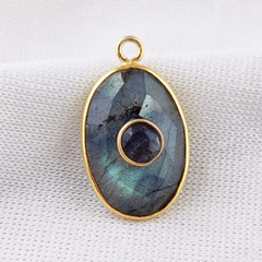 Labradorite Gemstone Pendant Gold Vermeil Double Stone Dangle Charms Pendant Handmade Jewelry- Selling Per Piece