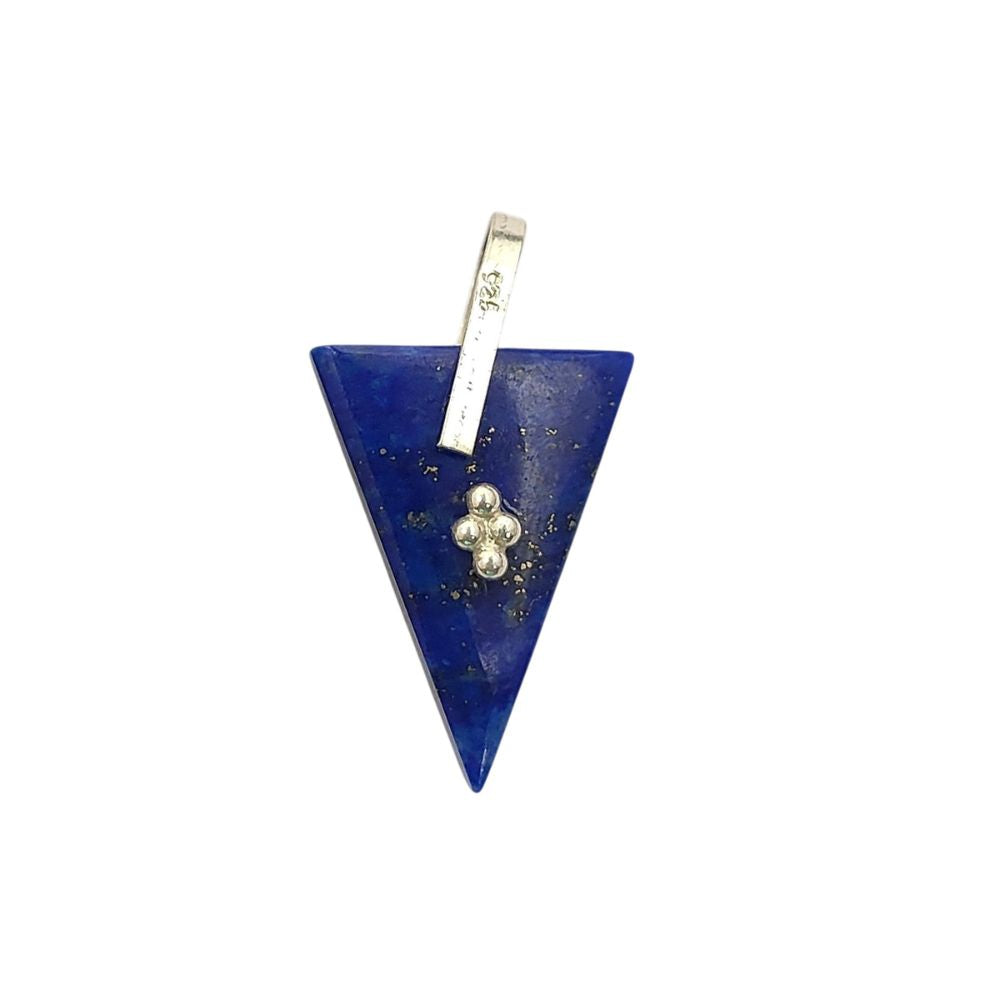 Lapis Lazuli Triangle Slice Pendant Charm, Gold Plated 925 Sterling Silver Pinch Bail, Trillion Cut Gemstone for Necklace Making