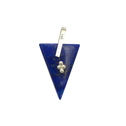 Lapis Lazuli Triangle Slice Pendant Charm, Gold Plated 925 Sterling Silver Pinch Bail, Trillion Cut Gemstone for Necklace Making