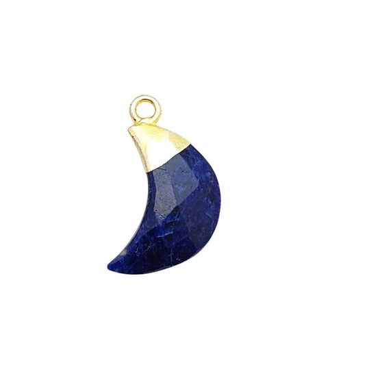 Gold Electroplated Lapis Lazuli Crescent Pendant – Half Moon Gemstone Charm for DIY Earrings & Bracelets