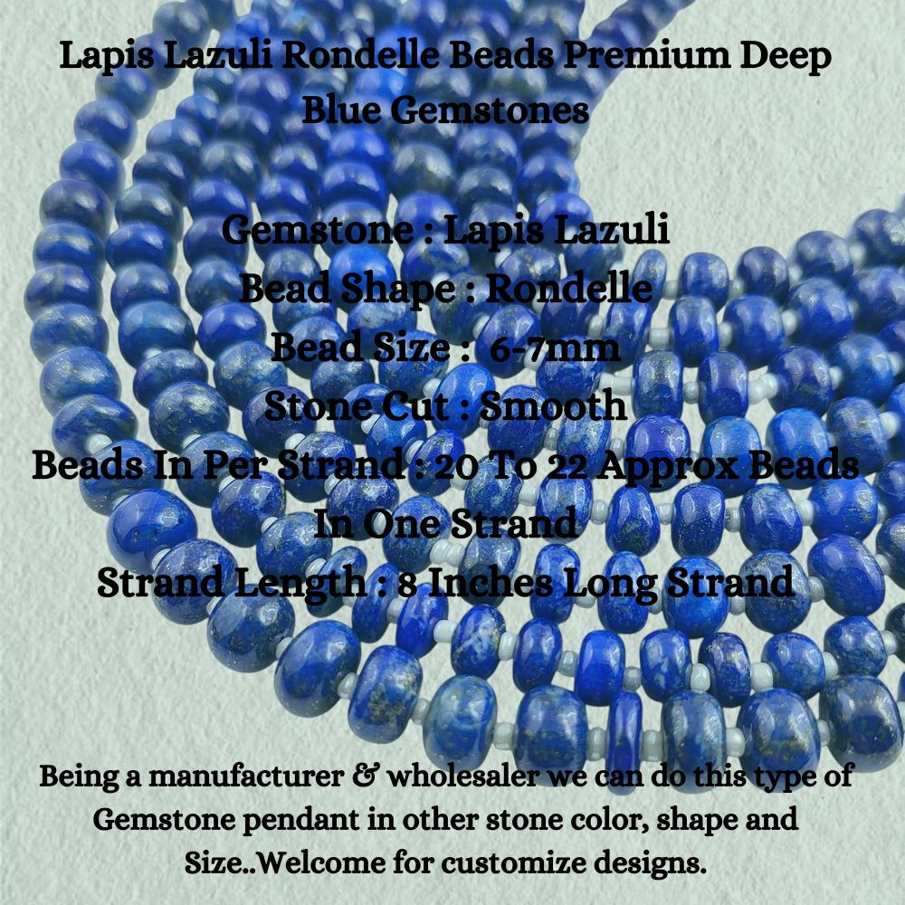 Lapis Lazuli Rondelle Beads Premium Deep Blue Gemstones