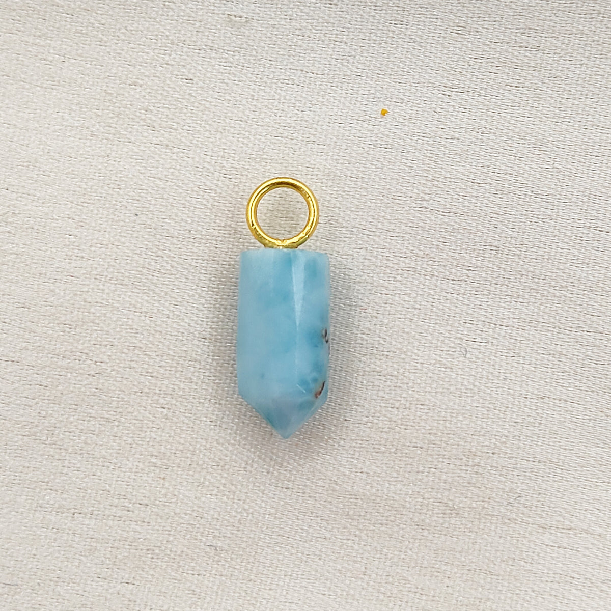 Larimar Crystal Pencil Point Pendant 14x6mm Gold Plated Sterling Silver Petite Spike Charm – Selling Per Piece