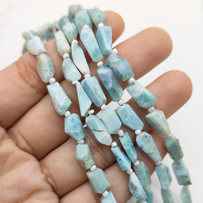 Larimar Gemstone Beads Faceted Nugget 5-12mm for Jewelry Making & Crafts