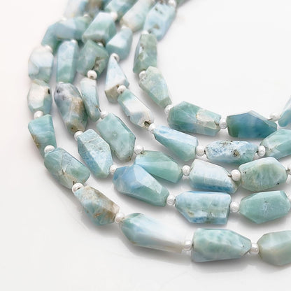 Larimar Gemstone Beads Faceted Nugget 5-12mm for Jewelry Making & Crafts
