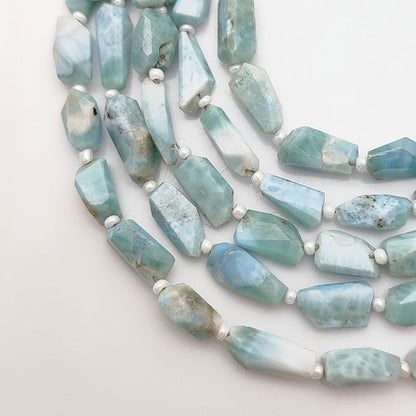 Larimar Gemstone Beads Faceted Nugget 5-12mm for Jewelry Making & Crafts