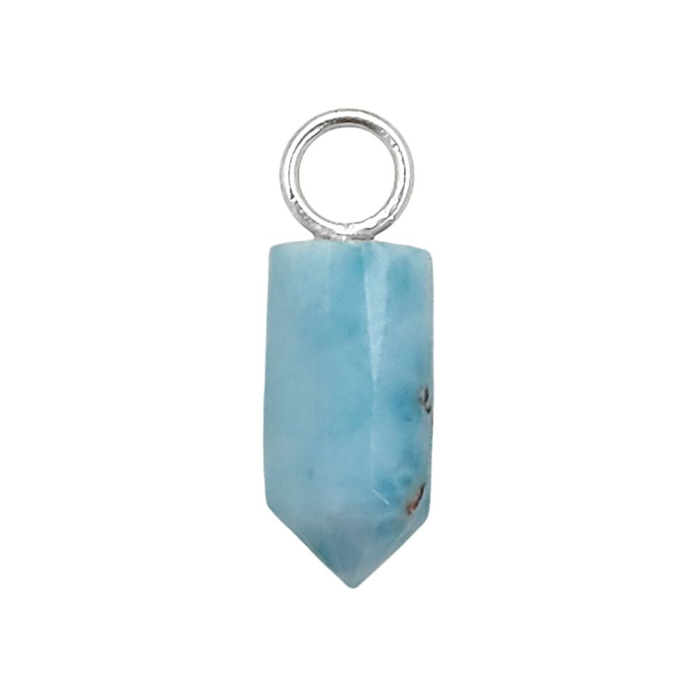 Larimar Crystal Pencil Point Pendant 14x6mm Gold Plated Sterling Silver Petite Spike Charm – Selling Per Piece
