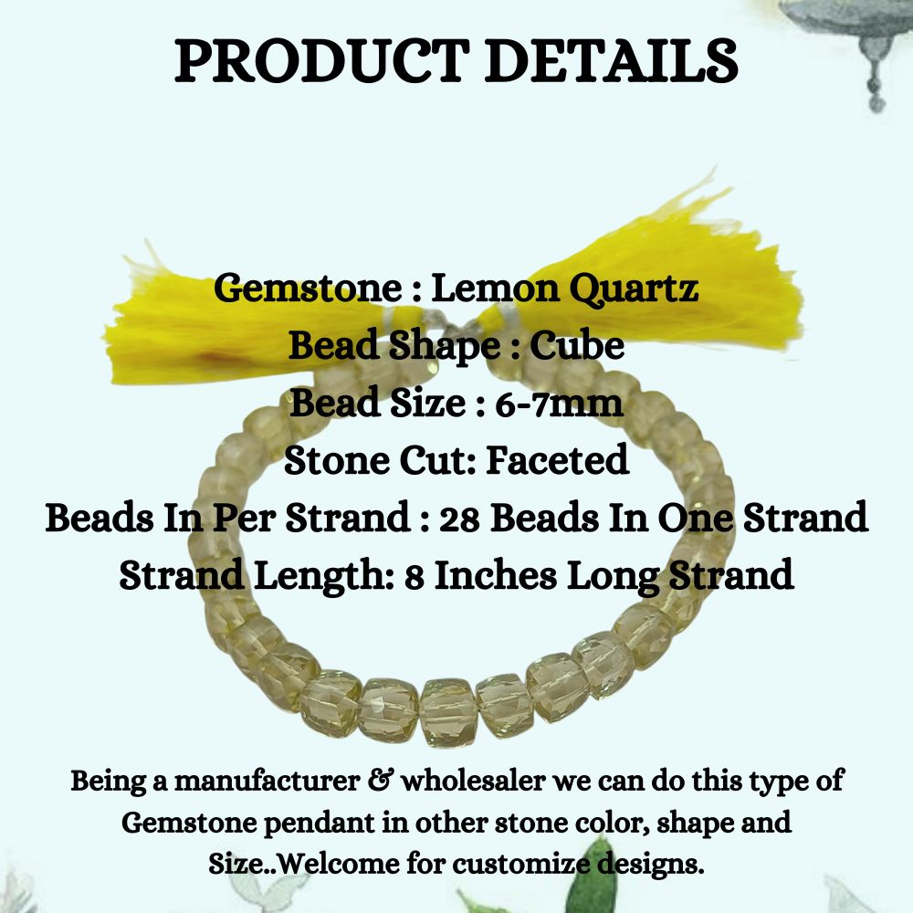 Lemon Quartz Natural Gemstone Beads for Handmade Jewelry, Faceted Yellow Beads for Bracelets & Necklaces – Selling Per Strand