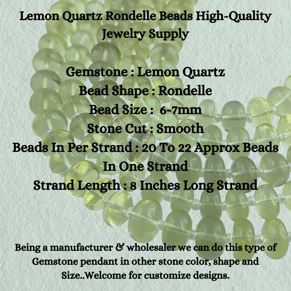 Lemon Quartz Rondelle Beads High-Quality Jewelry Supply