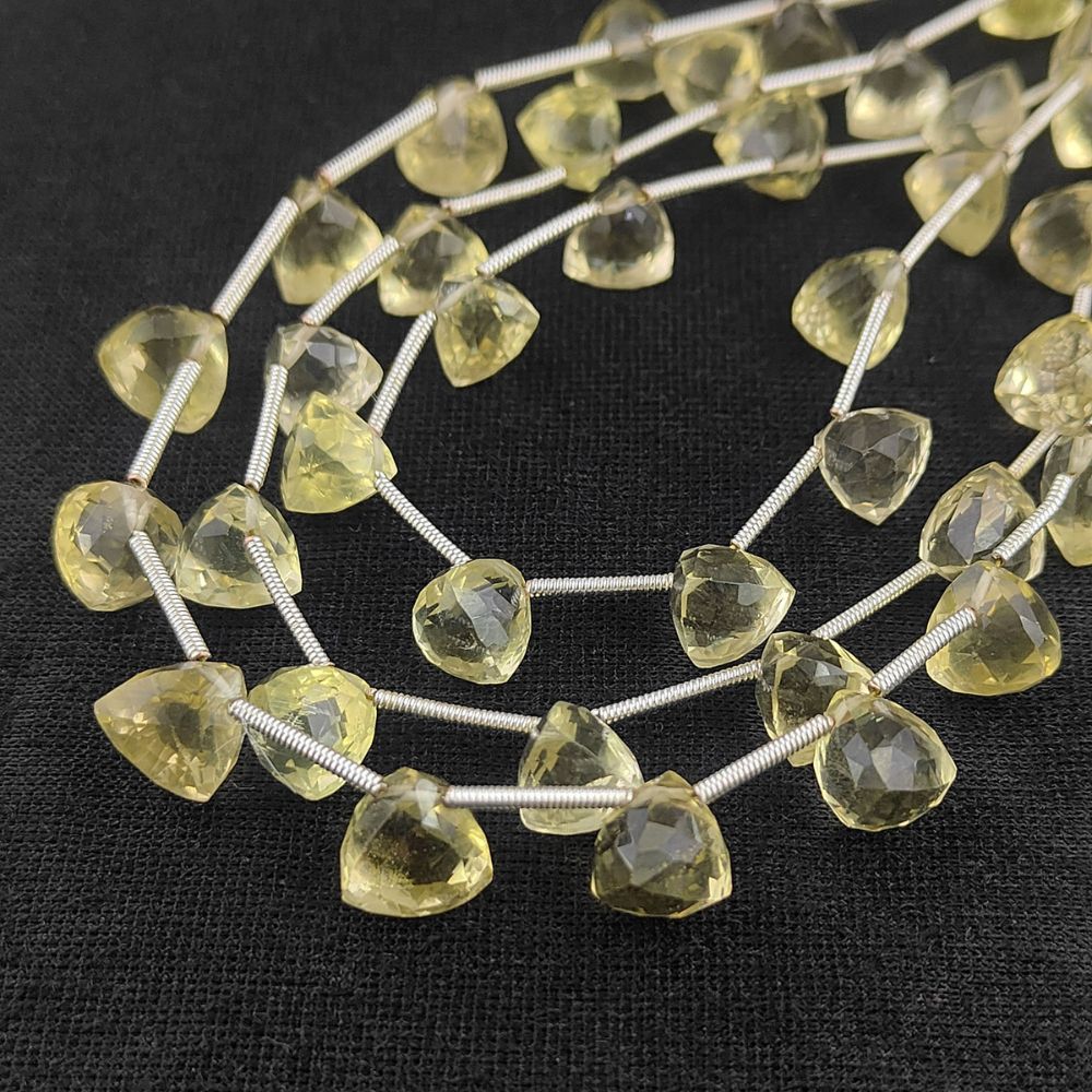 AAA Lemon Quartz Trillion Shape Faceted Gemstone Beads for Jewelry Making