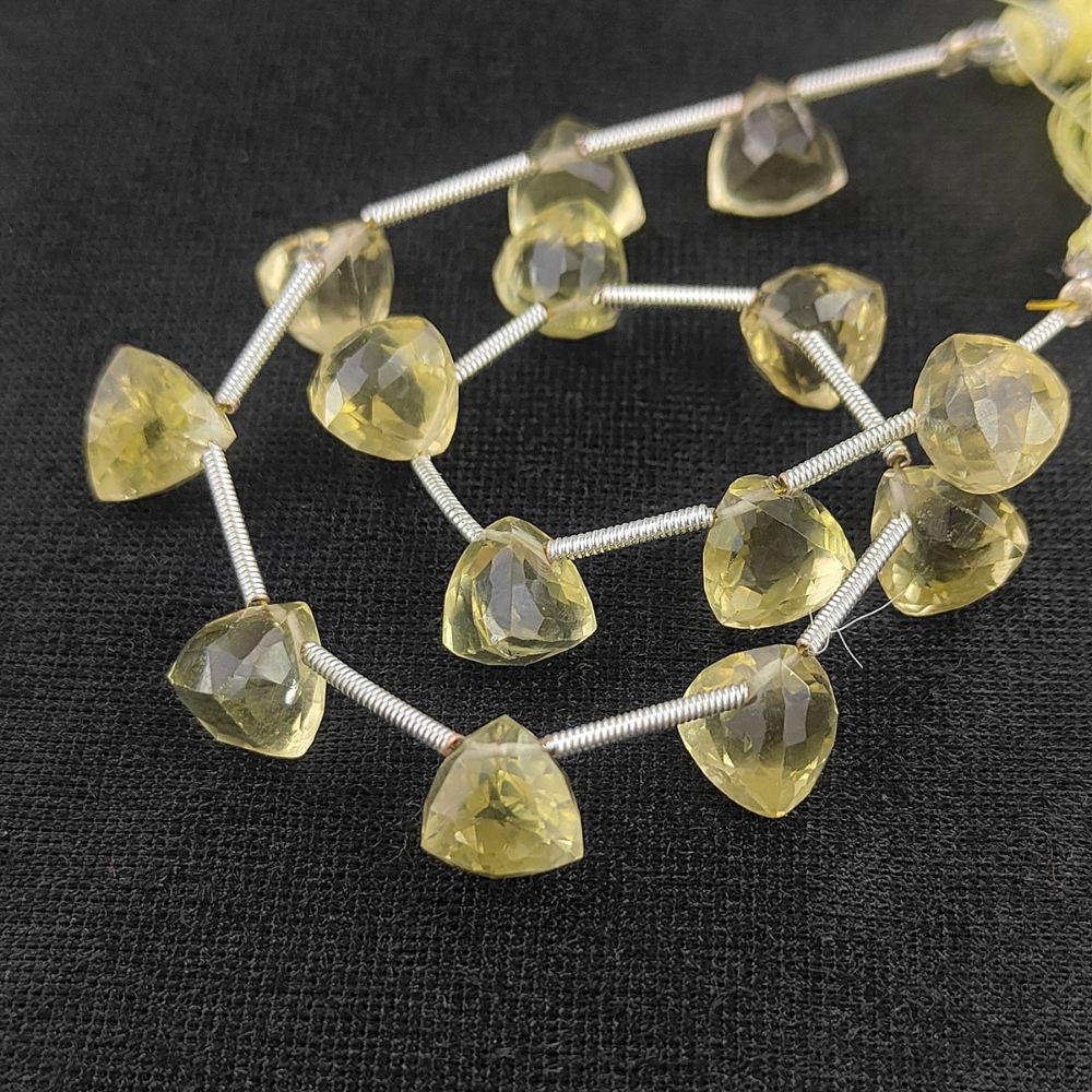 Lemon Quartz Trillion Cut Faceted Gemstone Beads For Crafting