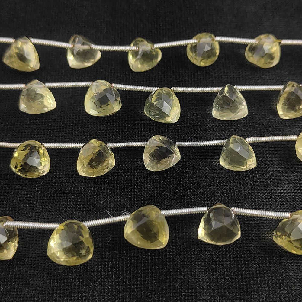 Lemon Quartz Trillion Cut Faceted Gemstone Beads For Crafting