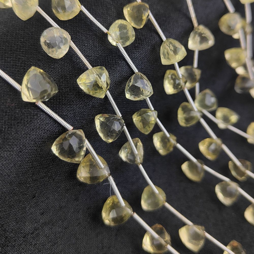 Natural Lemon Quartz Beads – Trillion Cut Faceted Stones for DIY Jewelry