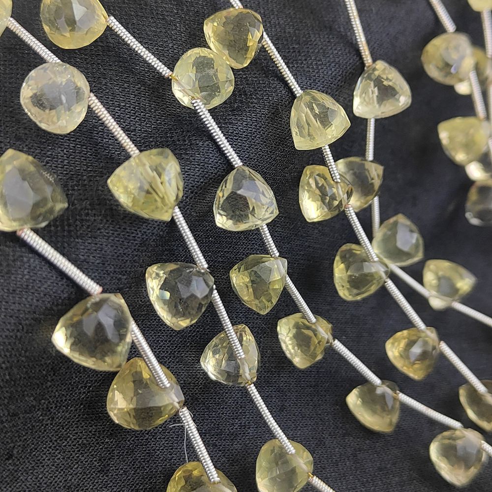 Lemon Quartz Trillion Cut Faceted Gemstone Beads For Crafting