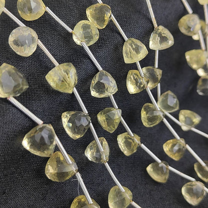 Lemon Quartz Trillion Cut Faceted Gemstone Beads For Crafting