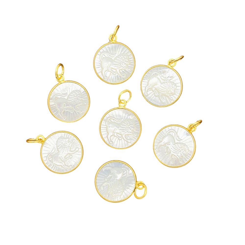 Leo Zodiac Pendant – Gold Plated with White Pearl